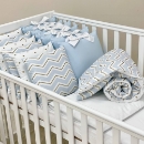 Set lenjerie patut bebe 7 piese Dots albastru (13)